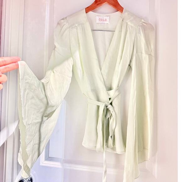 Stone Cold Fox 100% Silk Sage Beverly Blouse Size 1 Bell Sleeve Feminine Chic‎ - Picture 5 of 12